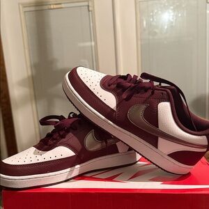 Nike Women's Shoes in Maroon and White